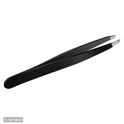 CGBE Tweezers for Eyebrows Professional Stainless Steel Slant Tip Tweezer For Men  Women Great Precision on Brow Facial Hair Ingrown Hair 1 Pack (Black)-thumb3