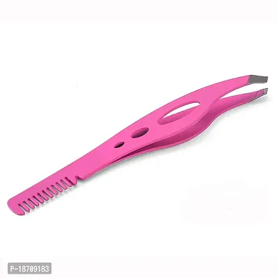 Slant Tweezers-Tweezer Professional Pink Stainless Steel Slant Tip Tweezer-The Best Precision Eyebrow Tweezers with comb-thumb3