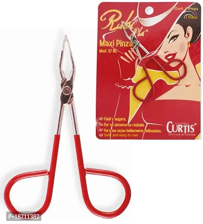 PROFESSIONAL Salon TWEEZERS with Easy Scissor Handle, The BEST PRECISION EYEBROW TWEEZERS Men/Women; PORTABLE Beauty Tools for Facial Hair, Ingrown Hair, Blackhead; Red 57RC; MADE IN MEXICO-thumb0