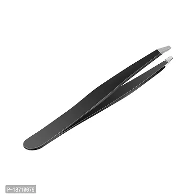 CGBE Tweezers for Eyebrows Professional Stainless Steel Slant Tip Tweezer For Men  Women Great Precision on Brow Facial Hair Ingrown Hair 1 Pack (Black)-thumb4