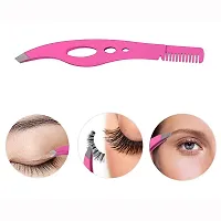 Slant Tweezers-Tweezer Professional Pink Stainless Steel Slant Tip Tweezer-The Best Precision Eyebrow Tweezers with comb-thumb1