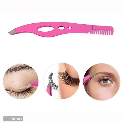 Slant Tweezers-Tweezer Professional Pink Stainless Steel Slant Tip Tweezer-The Best Precision Eyebrow Tweezers with comb-thumb2