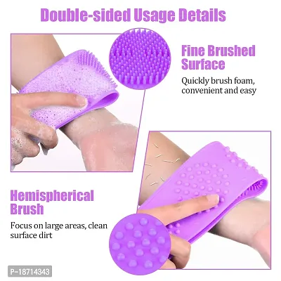 ZKIUTI Back Scrubber for Shower,Silicone Body Scrubber for Men and Women,32 Inches Long Scrubby Buddy, Body Exfoliating,Comfortable Massage, Light and Durable(Purple)-thumb5