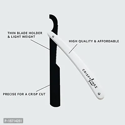 Crispy Linez Barber Turkish Razor | Professional Straight Razor (White  Black)-thumb3
