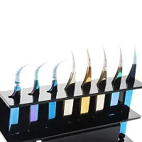 1pc Tweezer Display Stand Durable Acrylic Eyelash Extension Tools Storage Holder Tweezers Scraper Shears Organize Rack, 8 Holes, Black-thumb4