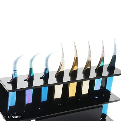 1pc Tweezer Display Stand Durable Acrylic Eyelash Extension Tools Storage Holder Tweezers Scraper Shears Organize Rack, 8 Holes, Black-thumb5