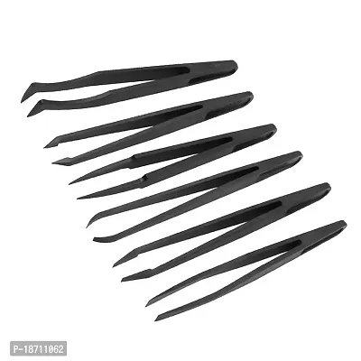 16PCS Precision Tweezers Set Straight and Curved Tip Tweezers Nippers for Eyelash Extensions and Nail Art Sticker Rhinestone Eyelash Picker Craft Nail Rhinestone Studs Bead Picker Tweezers (black)