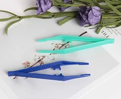 Hapy Shop 20 Pieces Plastic Tweezer Beads Tweezers for DIY Art Craft,Blue and Green-thumb4