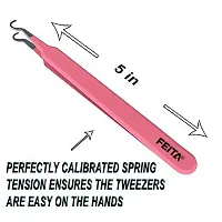 Blackhead Acne Extraction Tweezers - FEITA Pro  Surgical-Grade Stainless Steel Bend Curved Comedone Extractor Tweezer Tool for Remove Whitehead and Clogged Pores, Pimple - Pink-thumb3