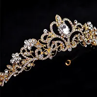 Yilanair Gold: Sparkle Metal Jeweled Crystal Rhinestone Queen Crown Tiara Headband Bridal Pageant (Gold)-thumb1