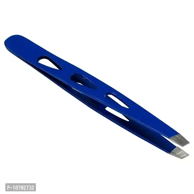 HTS 172D4 4 Blue Slanted Eyebrow Tweezers with Droplet Holes-thumb2