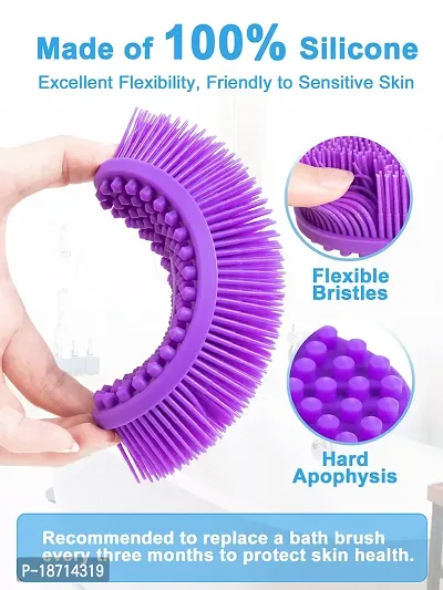 SMARTAKE Silicone Bath Brush, Soft Body Brush for Exfoliating  Glowing Skin, Gentle Massage with Body Scrubber for All Kinds of Skin, Hygienic, Long Lasting, Improve Your Blood Circulation (Purple)-thumb3