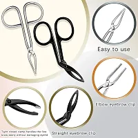 6 Pieces Scissors Shaped Eyebrow Tweezers Flat Tip Tweezers Hair Plucker and Slanted Tip Tweezers Stainless Steel Scissor Handle Tweezers Flat Straight Tip Tweezers Brow Hair Plucker Remover, 2 Styles-thumb3