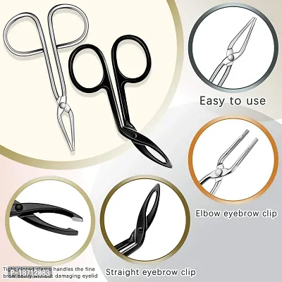 6 Pieces Scissors Shaped Eyebrow Tweezers Flat Tip Tweezers Hair Plucker and Slanted Tip Tweezers Stainless Steel Scissor Handle Tweezers Flat Straight Tip Tweezers Brow Hair Plucker Remover, 2 Styles-thumb4