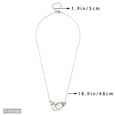 Bomine Simple Necklace chain Handcuffs Necklaces Jewelry chains for Women and Girls (Sliver)-thumb5