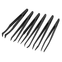 16PCS Precision Tweezers Set Straight and Curved Tip Tweezers Nippers for Eyelash Extensions and Nail Art Sticker Rhinestone Eyelash Picker Craft Nail Rhinestone Studs Bead Picker Tweezers (black)-thumb2