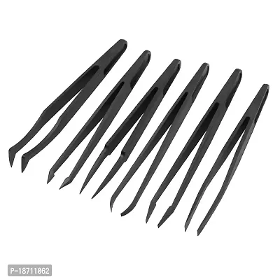 16PCS Precision Tweezers Set Straight and Curved Tip Tweezers Nippers for Eyelash Extensions and Nail Art Sticker Rhinestone Eyelash Picker Craft Nail Rhinestone Studs Bead Picker Tweezers (black)-thumb3