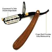 Professional Classic Straight Edge Barber Razor For Close Shaving - Salon Quality Men's Beard Cut Throat Shavette Manual Razor (Wooden Handle) With 5 Shaving Blades By Krisp Shave-thumb1