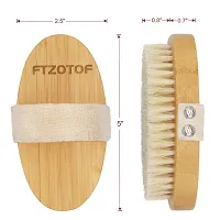 Ftzotof Dry Brush, Dry Brushing Body Brush with Natural Bristles, Exfoliating Brush Body Scrub for Dry Skin, Cellulite Treatment, Lymphatic Drainage and Blood Circulation Improvement, Medium Strength-thumb3