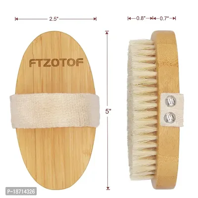 Ftzotof Dry Brush, Dry Brushing Body Brush with Natural Bristles, Exfoliating Brush Body Scrub for Dry Skin, Cellulite Treatment, Lymphatic Drainage and Blood Circulation Improvement, Medium Strength-thumb4