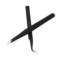 Vetus 2 PCS EYELASH EXTENSION TWEEZERS STRAIGHT  CURVED BLACK-thumb3