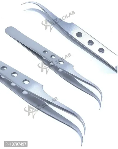 Eyelash Eyebrow Lashes Extensions Volume 3D+ 5D 6D Stainless Steel Tweezers (Strong Curved)