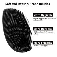 HieerBus Silicone Body Scrubber Flat Shower Brush Gentle Exfoliating and Massage,Long Bristles Lathers Well And More Hygienic Than Traditional Loofah 1 Pack (Black)-thumb1