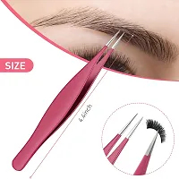 6 Pieces Pointed Tweezers Ingrown Hair Tweezers Precision Needle Point Tip Tweezers Stainless Steel Tweezers for Nose Facial Hair Eyebrow Blackhead Remover (Rose Red)-thumb1