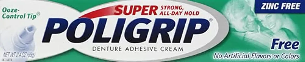 Super Poligrip Denture Adhesive Cream, Artificial Flavor/Color Free 2.4 oz by Abreva