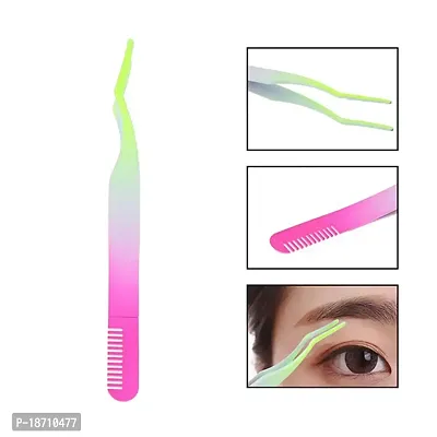 Precision Tweezer with Comb, Two in one Precision Tweezers Master??OElig; End With Eyebrow Comb, Stainless Steel Hair Removal Cosmetic Tools (Two-color)-thumb2