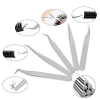 Matte, 5 Pcs: Quewel Lash Eyelash Extension Tweezers Set Eyelash Applicator Tool Curved And Straight Pointed Tweezers Lash Extension Supplies Stainless Steel Precision Tweezers Sil-thumb1