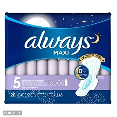 Always Extra Heavy Overnight Maxi Pads with Flexi-Wings - 20 Count (Pack of 1)