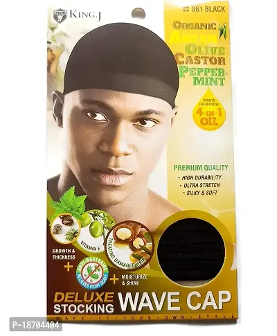 Healthy Treated Wave Deluxe Stocking Wave Cap Black (3 Pack)-thumb2