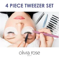 Olivia Rose - 4pc Large Tweezer Set - Grey,Light Blue,Lavender,Black-thumb1