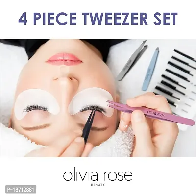 Olivia Rose - 4pc Large Tweezer Set - Grey,Light Blue,Lavender,Black-thumb2