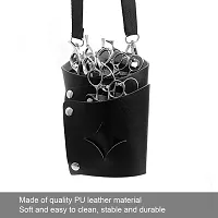 Hairdressing Scissors Holster, Professional PU Leather Hair Stylist Tools Bag Barber Scissors Shear Holster Scissors Organizer Waist Bag-thumb2