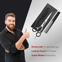 Blades Co. Stainless Steel Hair Cutting Scissor, Professional Salon Shears For Beard Trimming, Mustache And Grooming Hair - 6.5 Inch Barber Scissor For Men And Women With Comb And Pouch-thumb4