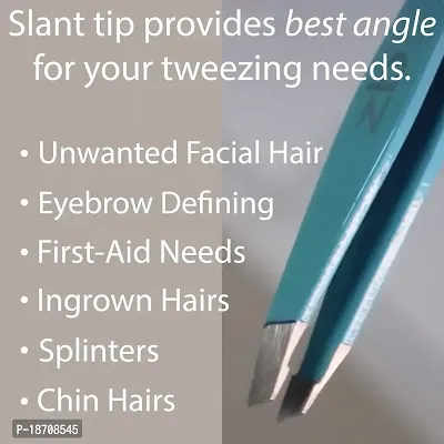 Zizzili Basics Tweezers - Limited Edition Aqua OmbrAtilde;? Slant Tweezer - Best Tweezers for Eyebrow, Hair Removal and Your Precision Needs-thumb3