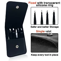 Tweezers Set - 6 Piece Professional Stainless Steel Tweezers for Eyebrows|Great Precision for Facial Hair, Splinter and Ingrown Hair Removal (Black)-thumb1