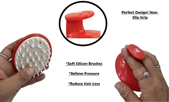 Hair Scalp Massager Shampoo Brush Red 3 pack, GBS [Wet  Dry] Manual Head Scalp Massage Brush, Soft Silicone Bristles Care for The Scalp, Exfoliate and Remove Dandruff, Promote Hair Growth - Red-thumb3