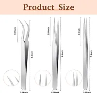 3 Pieces Eyelash Extension Tweezers Set Lash Tweezers Straight and Curved Tip Tweezers Stainless Steel Tweezers for Eyelash Extensions, Electronics, Laboratory Work (Classic Style,5.31 Inch)-thumb1