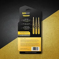 Man Made: Set of 3 Precision Tweezers, For Beards, Mustache and Eyebrows, Tweezers, Pointed Tip, Slanted Tip, and Flat Tip Become a Better Man (Yellow)-thumb4