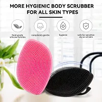 HieerBus Silicone Body Scrubber Flat Shower Brush Gentle Exfoliating and Massage,Long Bristles Lathers Well And More Hygienic Than Traditional Loofah 1 Pack (Black)-thumb3