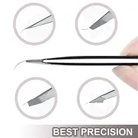 Colormilky Silver: Tweezers Eyebrows Best Precision For Ingrown Facial Hair Removal 4-Piece Pointed Slant Flat Tips First Aid Splinter Professional Classic-Slant-Angled-Pointed (Silver)-thumb1