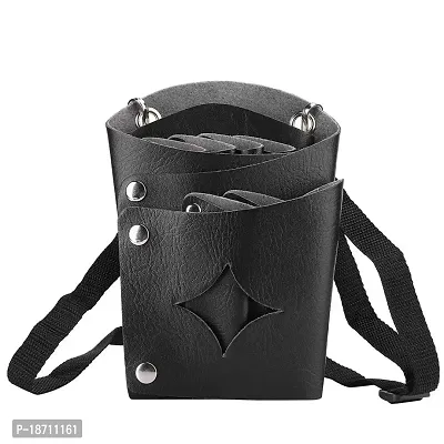 Hairdressing Scissors Holster, Professional PU Leather Hair Stylist Tools Bag Barber Scissors Shear Holster Scissors Organizer Waist Bag-thumb0