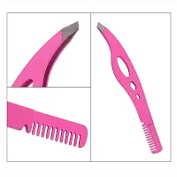 Slant Tweezers-Tweezer Professional Pink Stainless Steel Slant Tip Tweezer-The Best Precision Eyebrow Tweezers with comb-thumb4