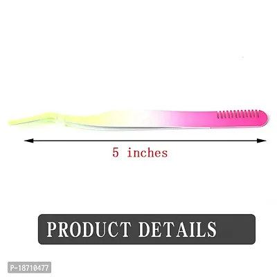 Precision Tweezer with Comb, Two in one Precision Tweezers Master??OElig; End With Eyebrow Comb, Stainless Steel Hair Removal Cosmetic Tools (Two-color)-thumb5