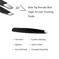 Slant Tweezers - Professional Stainless Steel Slant Tip?Precision Eyebrow Tweezers For Your Beauty(Single-Black)-thumb2