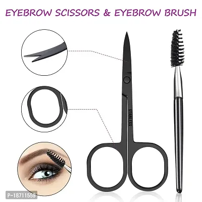 Eyebrow Tweezers Set, HOCOSY 7 in 1 Eyebrow Kit includes Eyebrow Scissors, Brush, Eyebrow Razor, Stainless Steel, Best Precision Eyebrow Shaper Trimmer for Ingrown Hair with Leather Travel Case-thumb5