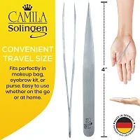 Camila Solingen CS27 4 Professional Surgical Grade Stainless Steel Precision Tip Eyebrow Tweezers for Facial Hair Shaping  Removal. Beauty Tool for Men/Women. Made in Solingen Germany (Pointed)-thumb3